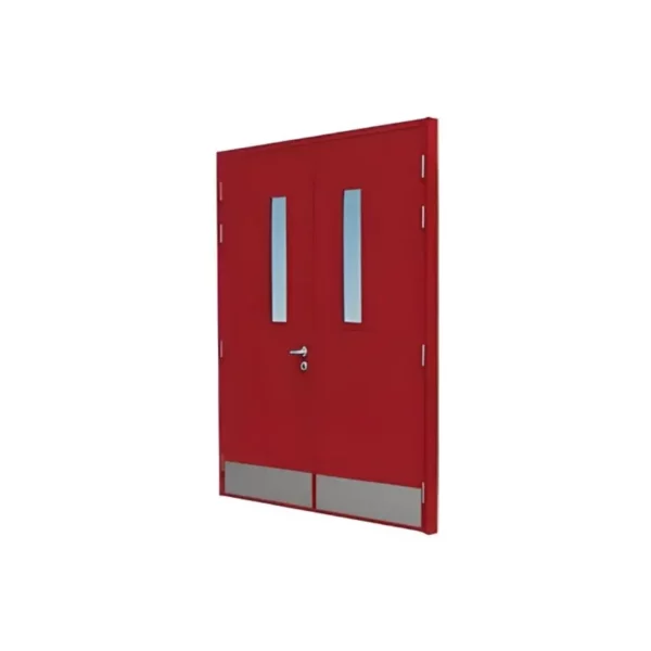 Fire-door-SFFECO-Cold-rolled-steel-with-Glass-Window-Model-SF-DD-Double-Door-leaf-size-1950×1900-mm-Color-Red