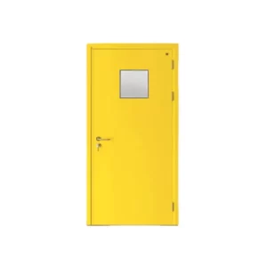 Fire-door-SFFECO-Cold-rolled-steel-with-square-glass-window-Model-SF-SD-Single-Door-leaf-size-1950×900-mm-Color-Yellow