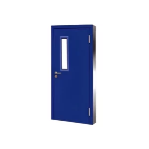 Fire-door-SFFECO-galvanized-steel-with-a-rectangular-glass-window-Model-SF-SD-Single-Door-leaf-size-1950×900-mm-Color-Blue