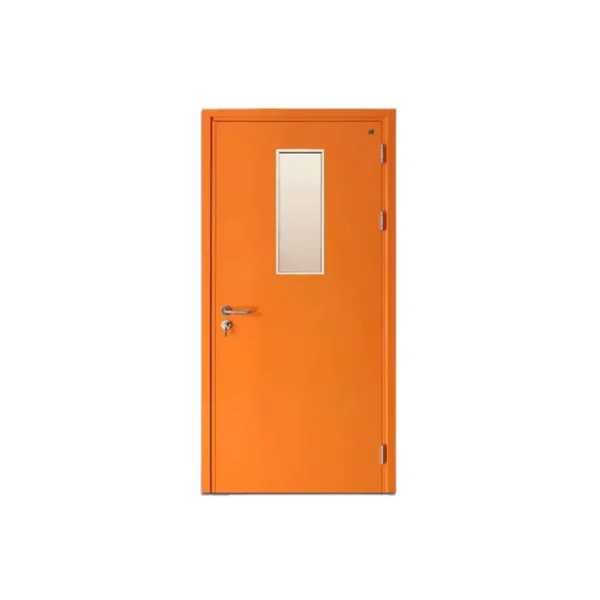 Fire-door-SFFECO-stainless-steel-with-a-rectangular-glass-window-Model-SF-SD-Single-Door-leaf-size-1950×900-mm-Color-Orange